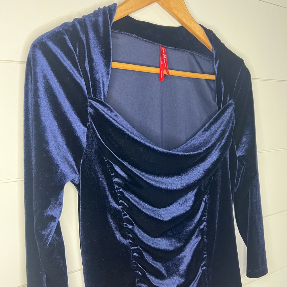 Ruby Ribbon Ruched Velour Dark Blue Set - Picture 4 of 11